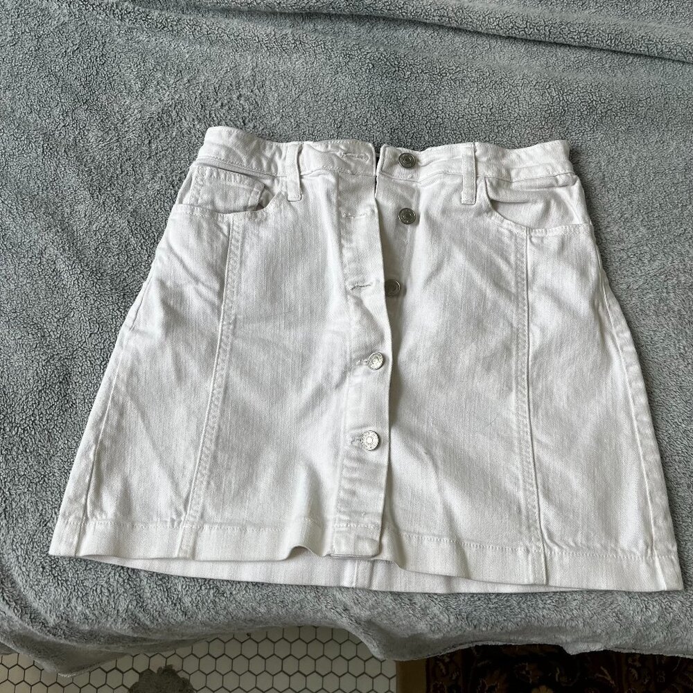 White Denim Mini Skirt